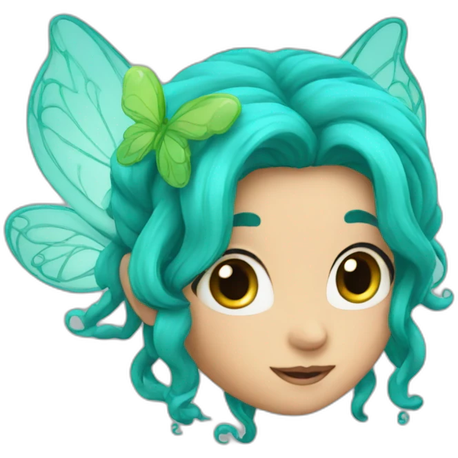 Cute turquoise fairy long hair emoji