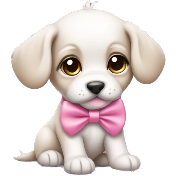 adorable puppy with pink bow emoji