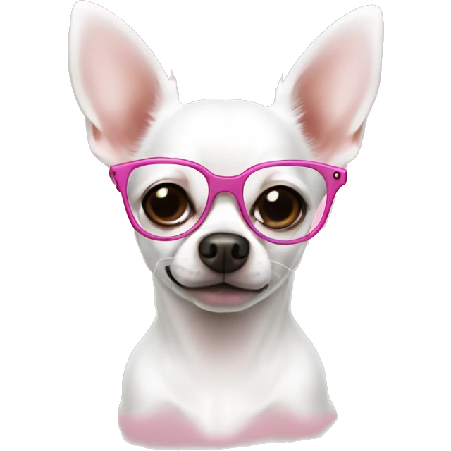 white chihuahua with glasses pink emoji