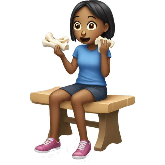 Girl eating bone emoji