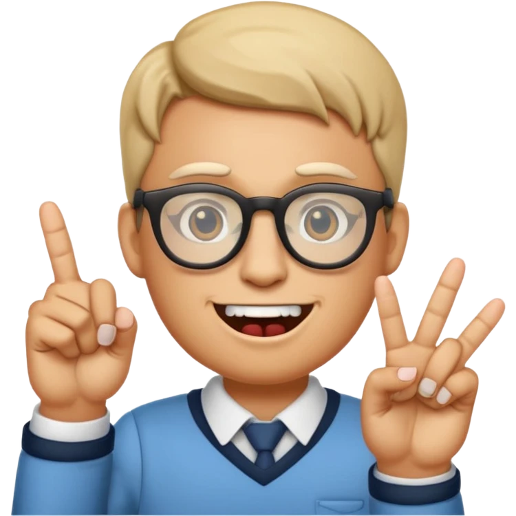 Nerd emoji sticking up the middle finger saying Sybau as a text bubble emoji