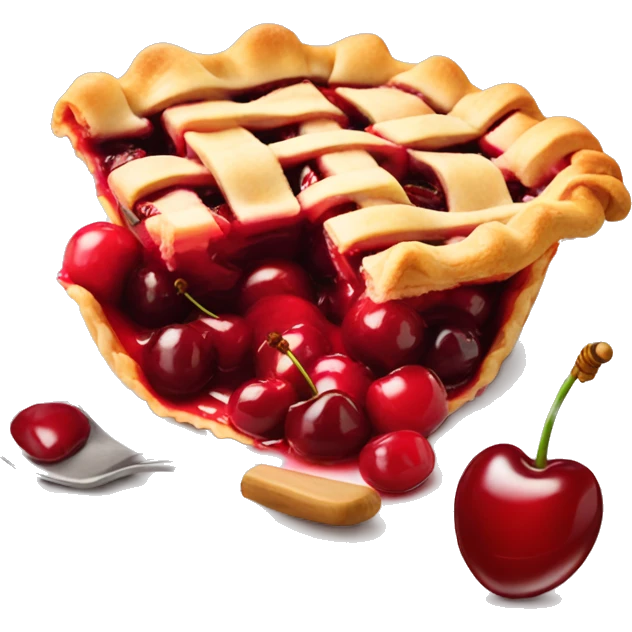 Delicious Cherry pie on plate  emoji