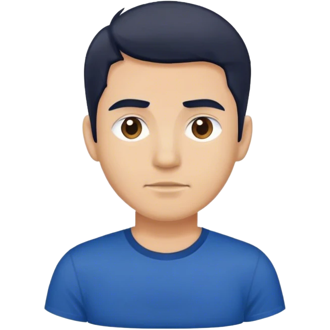 A white and dark hair men wearing a dark blue t-shirt emoji