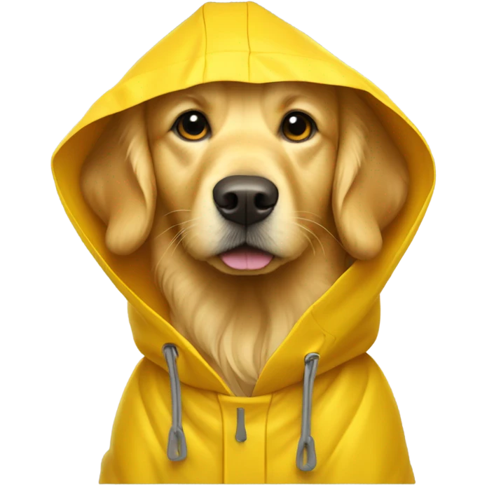 Golden retriever wearing raincoat emoji