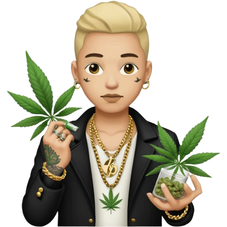 dealer white rom gang with cannabis on hand styler gangster emoji