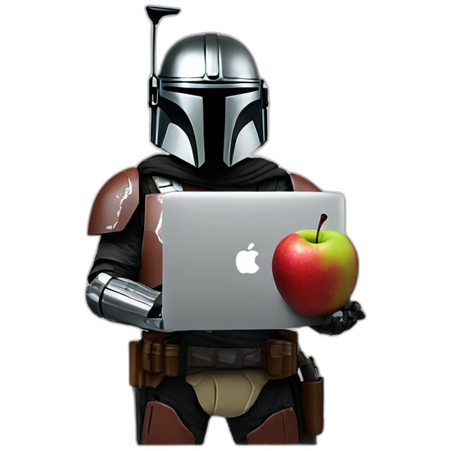 Mandalorian with Apple macbook emoji