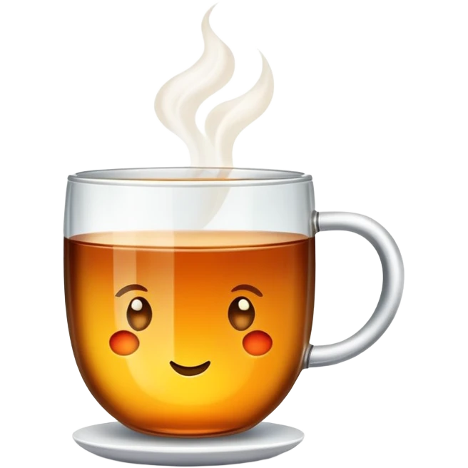 Cup of tea in a glass mug emoji