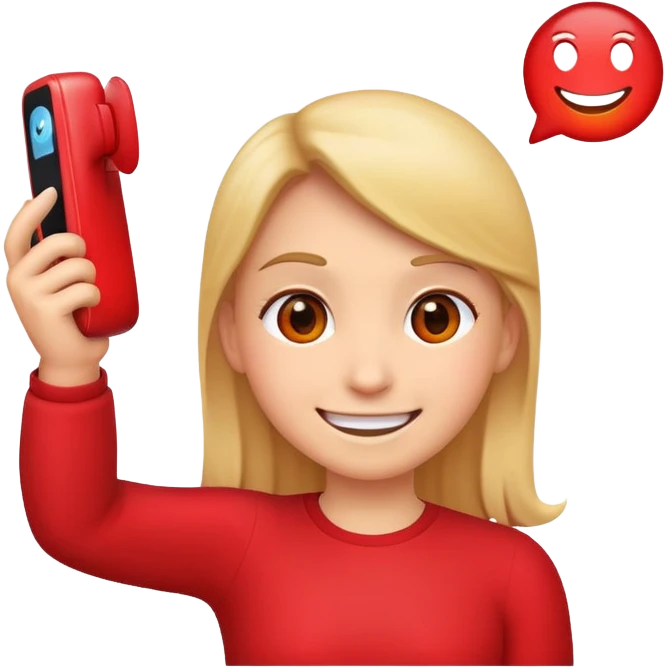 red emoji on a call one hand pointing on his phone clutch to his ear. emoji