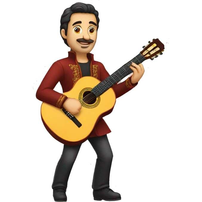 spanish guitar played by a man that is spanish dressed emoji