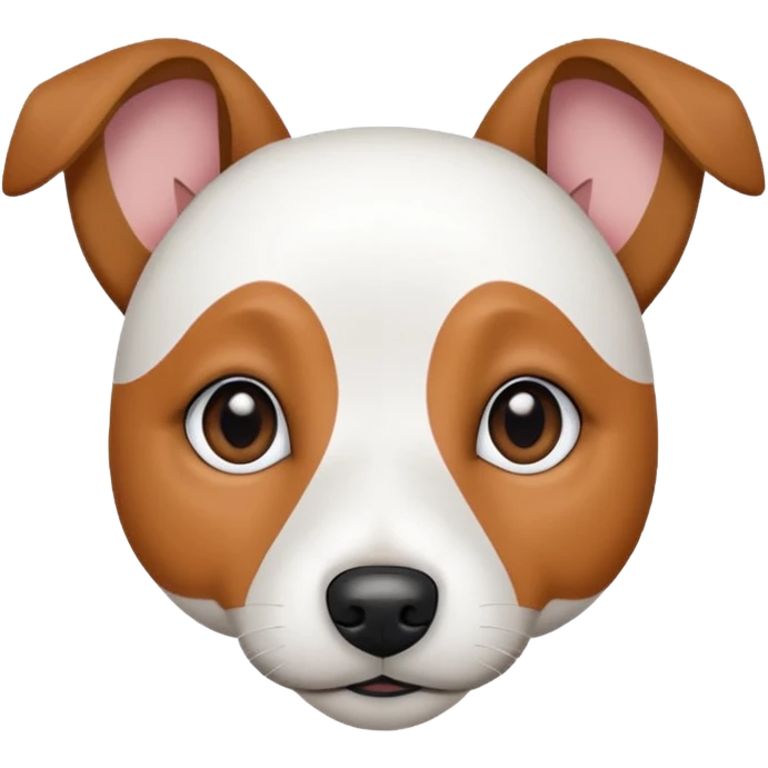 a fully white jack russell the size of a kelpie with floppy ears and a half white face emoji