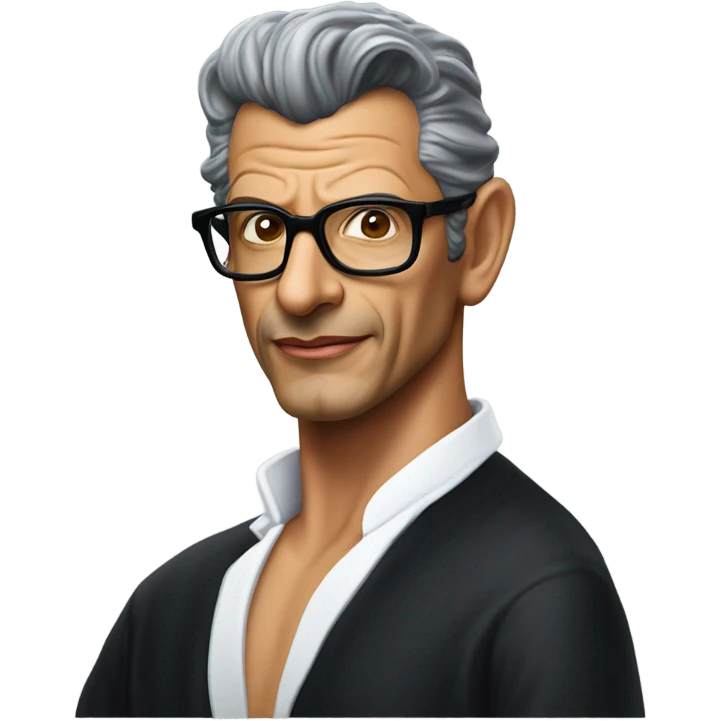 Jeff Goldblum sexy side pose with open black shirt wearing a Santa hat emoji