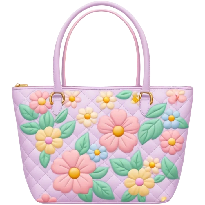 pastel floral quilted tote bag  emoji