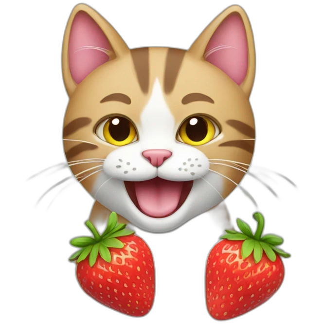 cat eating a strawberry emoji