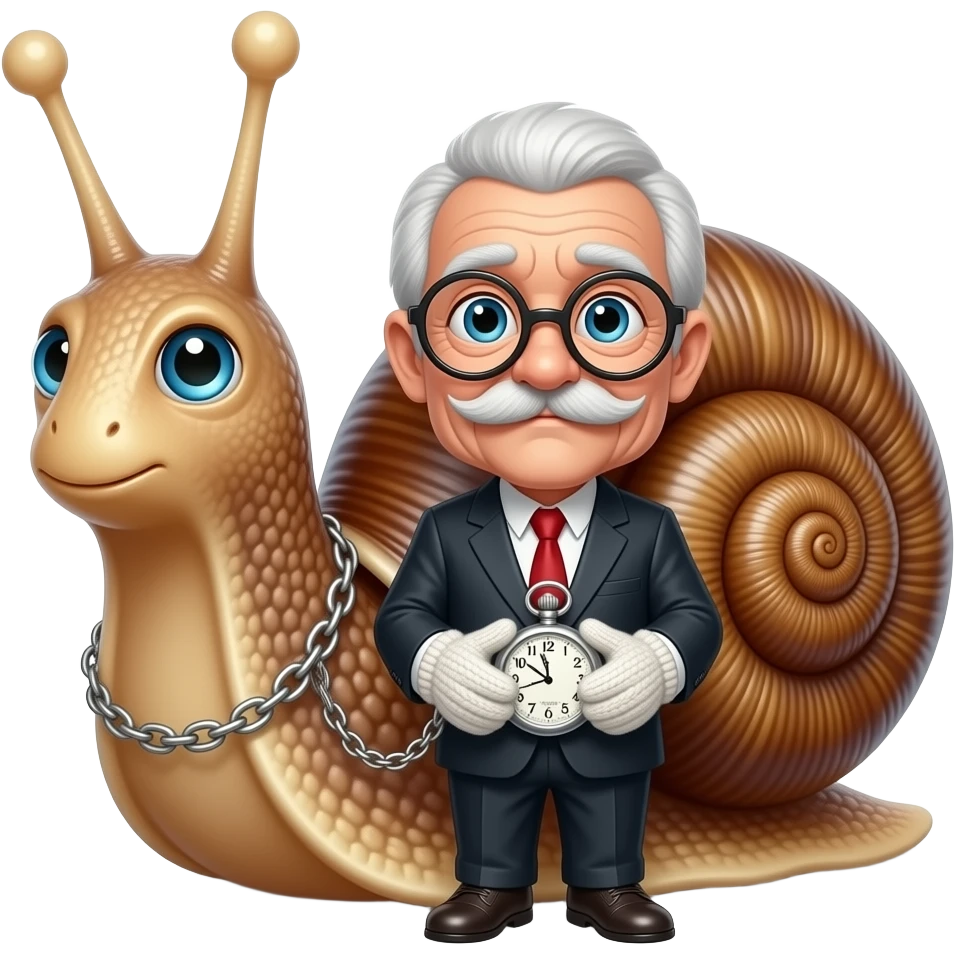 A snail thats a grandma whose shell is a suit emoji