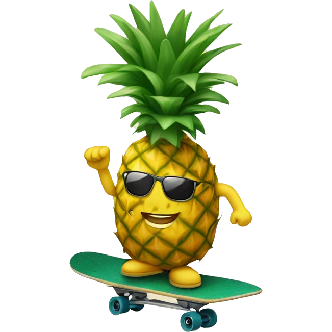 Pineapple on a skateboard  emoji
