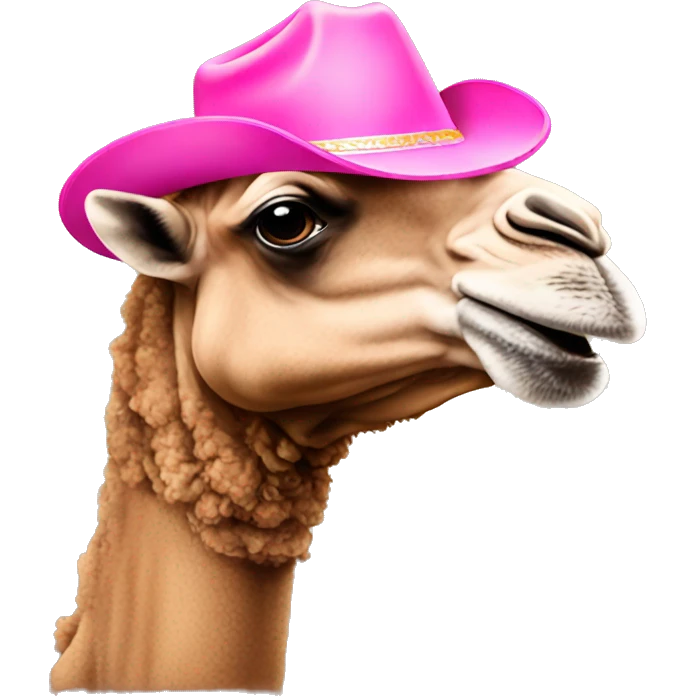 A camel wearing a pink cowboy hat  emoji