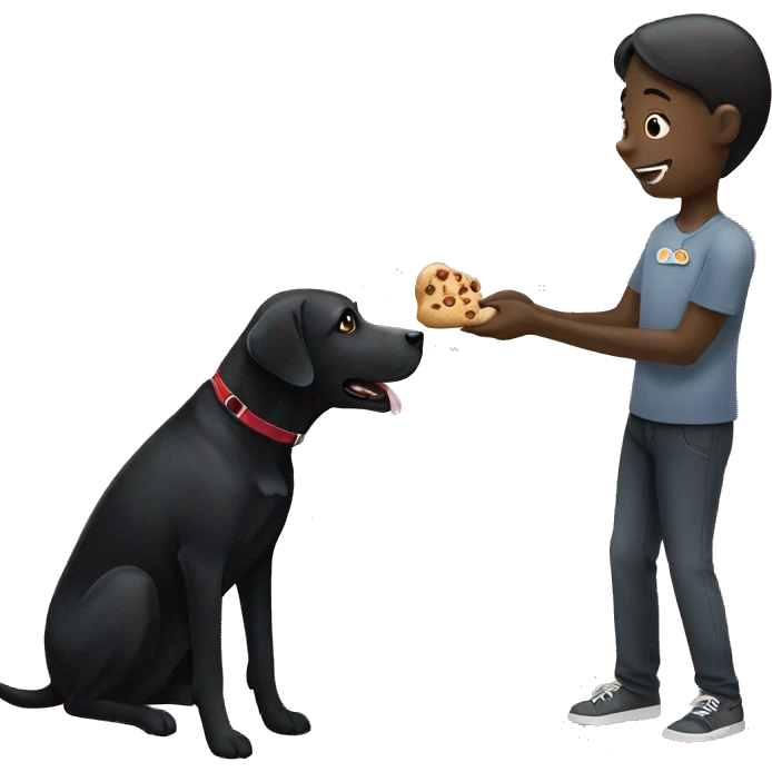 black lab getting a treat emoji