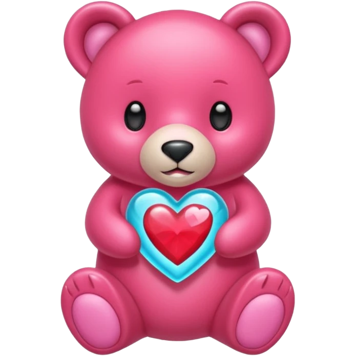 Oso gummy color aguamarina corazón rosa emoji