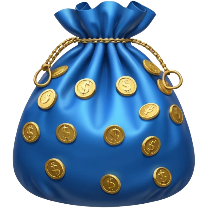 money bag full off blue coins emoji