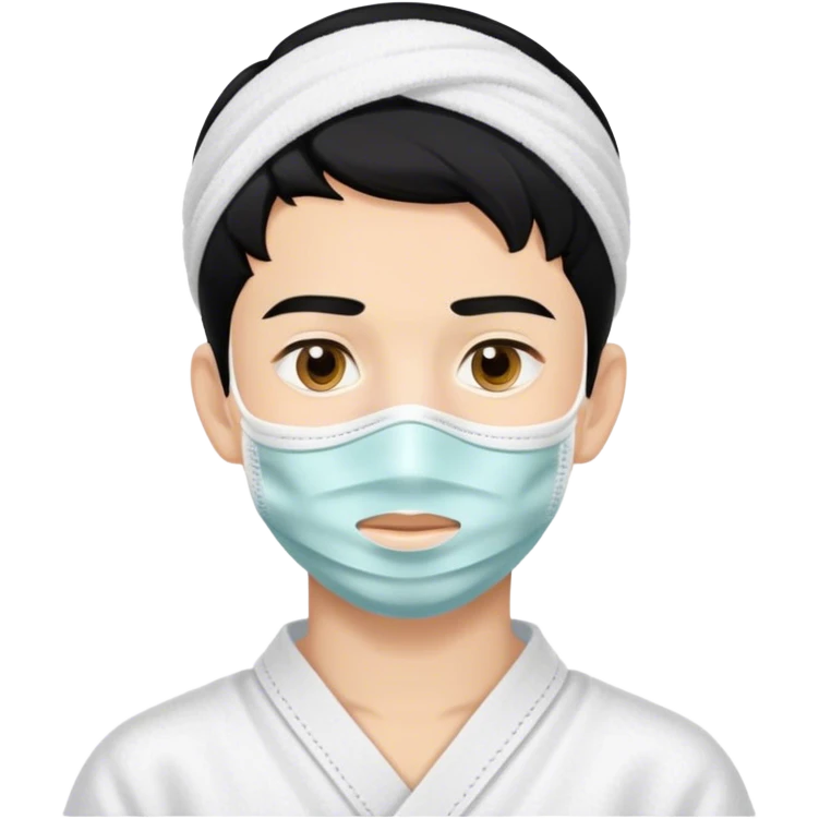 Boy with spa face mask and black hair  emoji