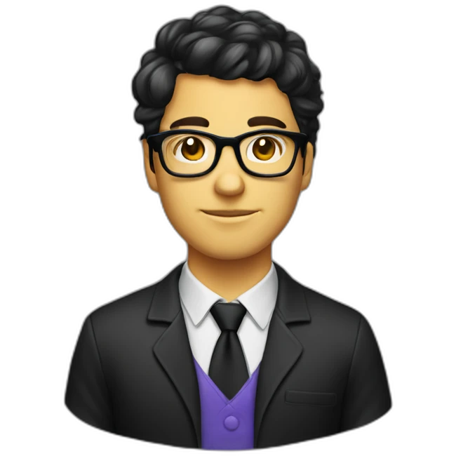 a nerd gamer guy with glasses dress in black emoji