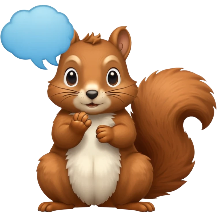 a squirrel standing with a paw on its cheek and a big thought bubble above its head, looking pensive emoji