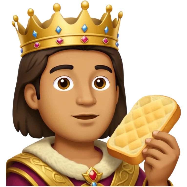 photorealistic king eats bread emoji