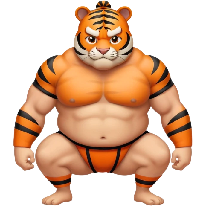 Tiger sumo wrestler with topknot emoji