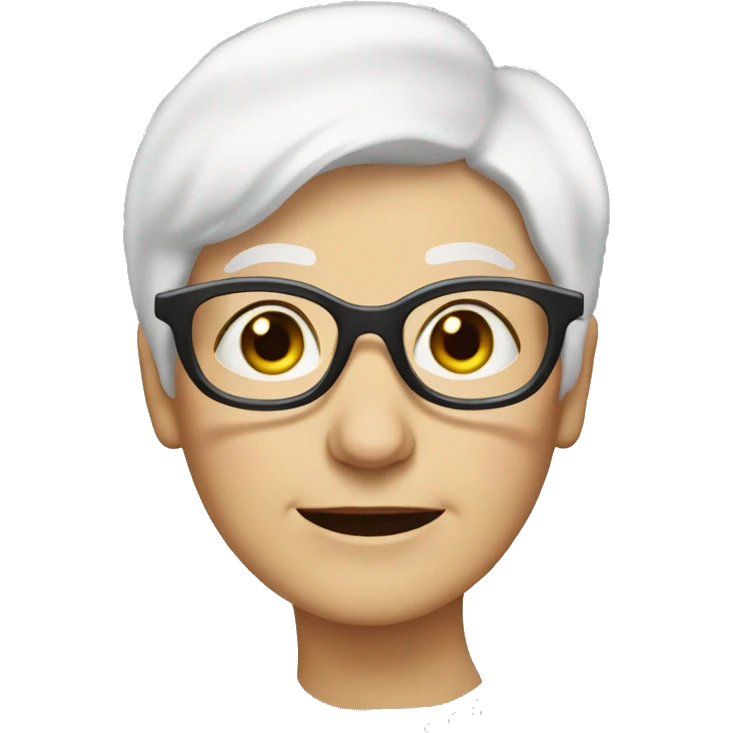 Old lady with short white hair hazel eyes and glasses  emoji
