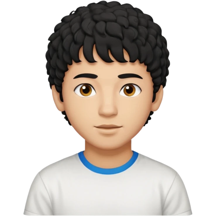 Young man with black curly hair fringe Haircut and light dark skin, moroccan / amazingh race emoji