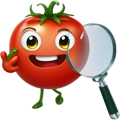 happy tomato with magnifying glass in hand emoji