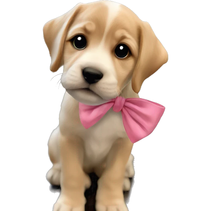 adorable puppy with pink bow emoji