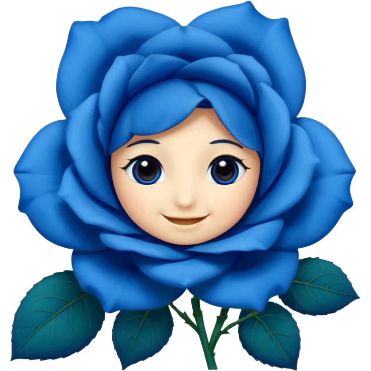 blue rose with eyes and smile no face emoji