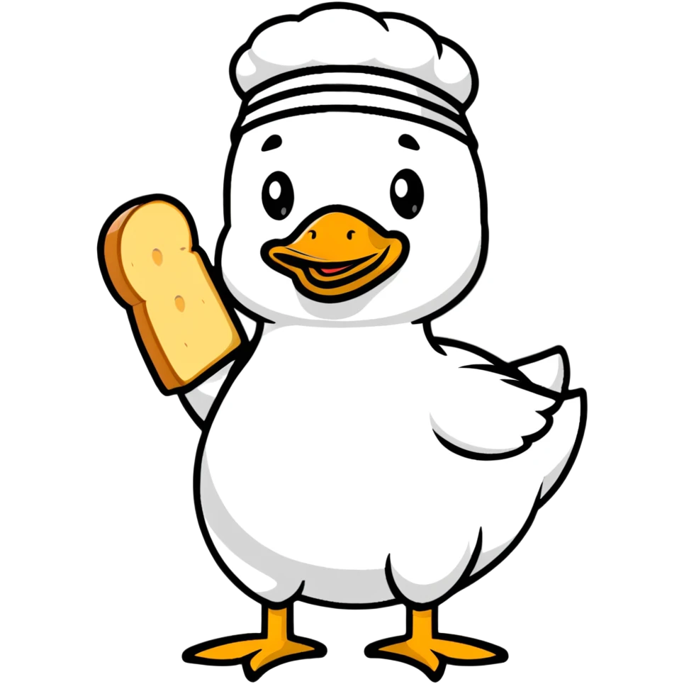 duck wearing bread as a hat emoji