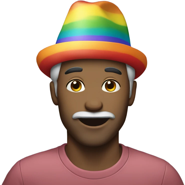 Mick wearing rainbow hat emoji