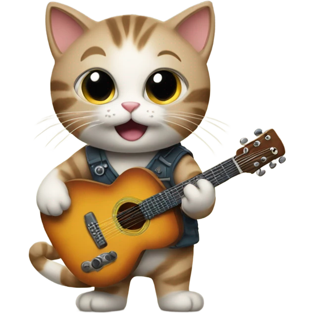 Wee cat playing the guitr emoji
