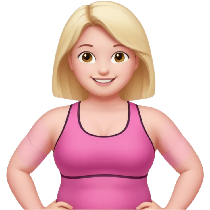a pretty bratz fair girl in pink workout clothes (fat) emoji