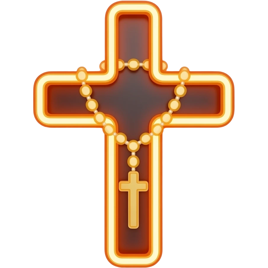 cruz sagrada Bright Orange SPECN-AL1-BRI neon brilhante com rosário Bright Orange SPECN-AL1-BRI neon  brilhante sem pessoa pendurada emoji