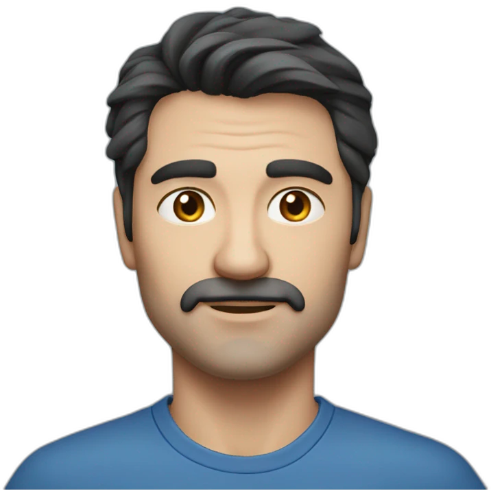 man dark hair - 40 years old - blue shirt - Slavic appearance emoji