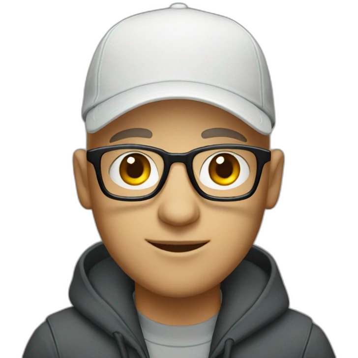 bald man with glasses and ballcap emoji