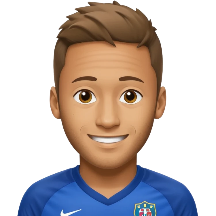 Neymar in blue soccer cloth, smile  emoji
