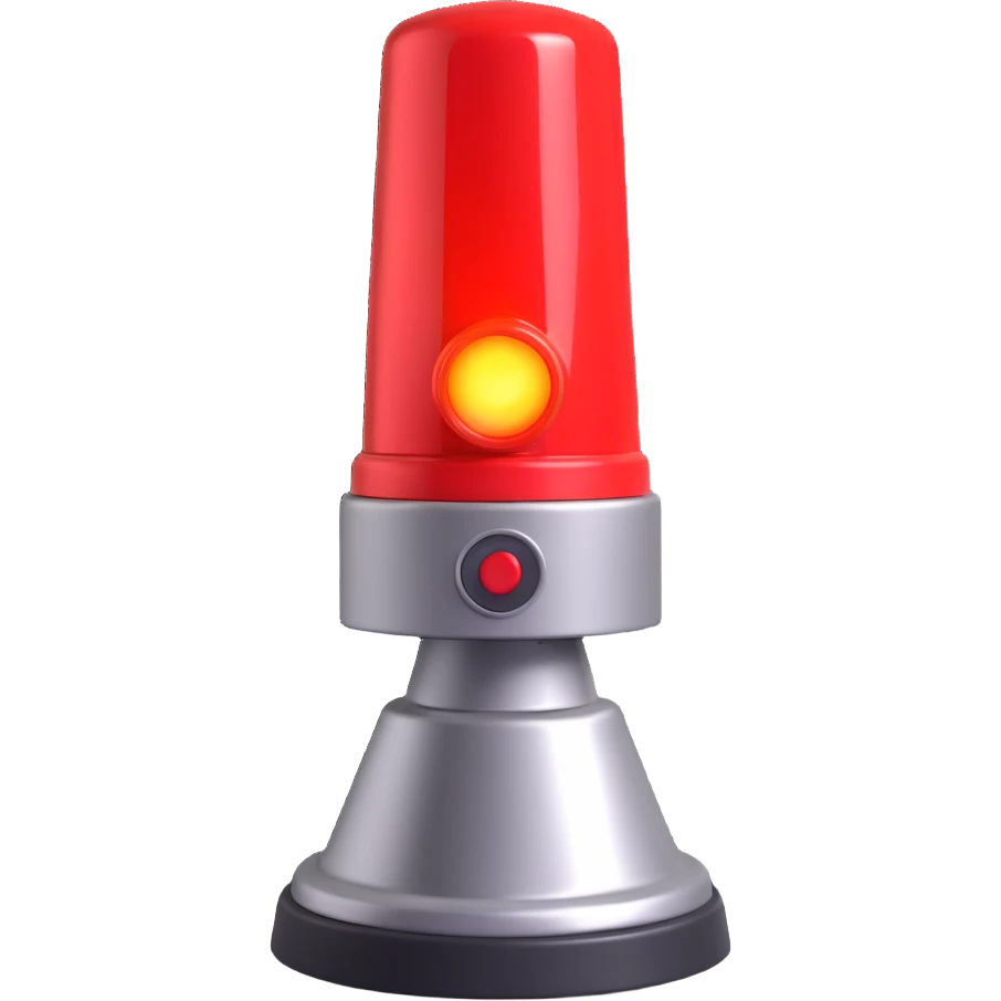 3D render of a red emergency siren light with a bright glow on top of a silver base, in Pixar-style, soft shadows, isolated on white background, professional but playful look

 emoji