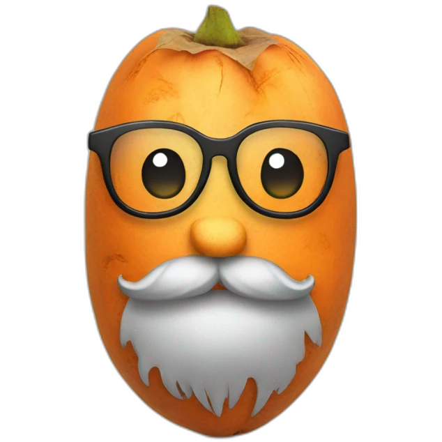 sweet potato with glasses and a beard emoji