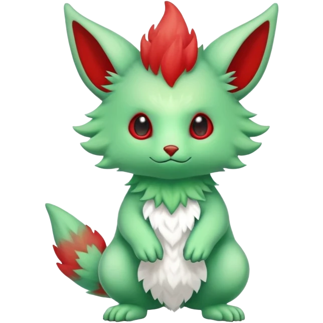 Kawaii Cute Edgy Green Red ethereal Fionbri-Vernid-Trico-animal-creature full body emoji