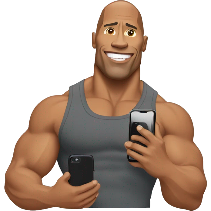 dwayne johnson with a mobile phone emoji