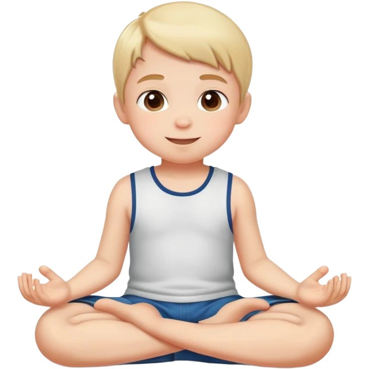 child sitting cross-legged on the floor, cheerful and calm emoji