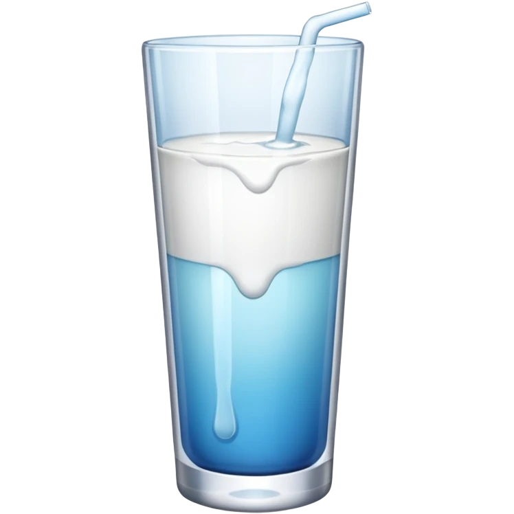 the drink is white, the glass is narrow and tall and There is only white liquid inside,photo realistic emoji