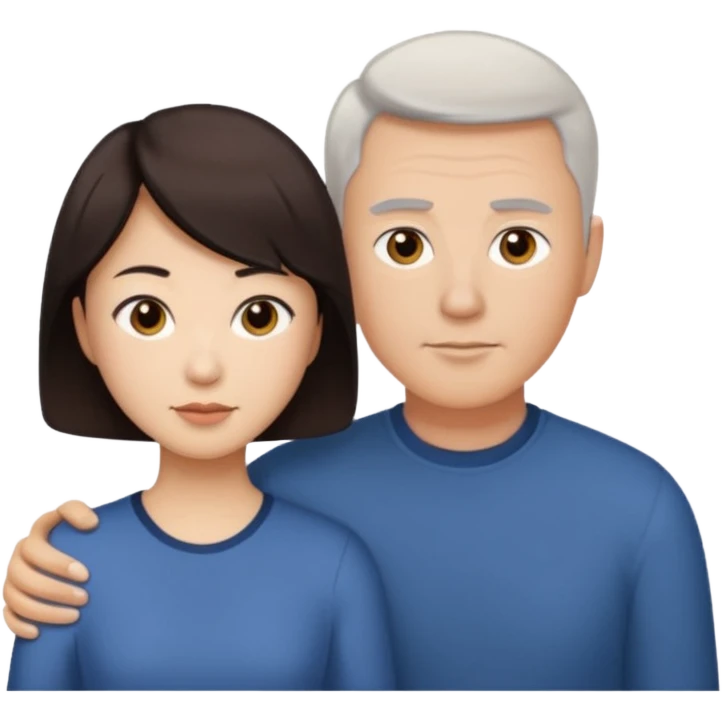 white dad with short buzzed brown hair and asian mom emoji
