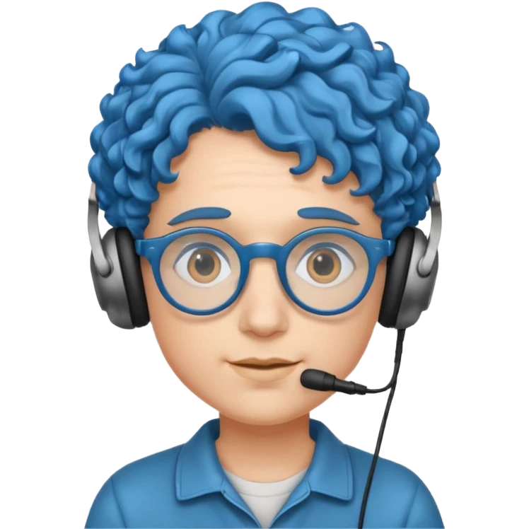 headphone and spectacles, curly blue emoji
