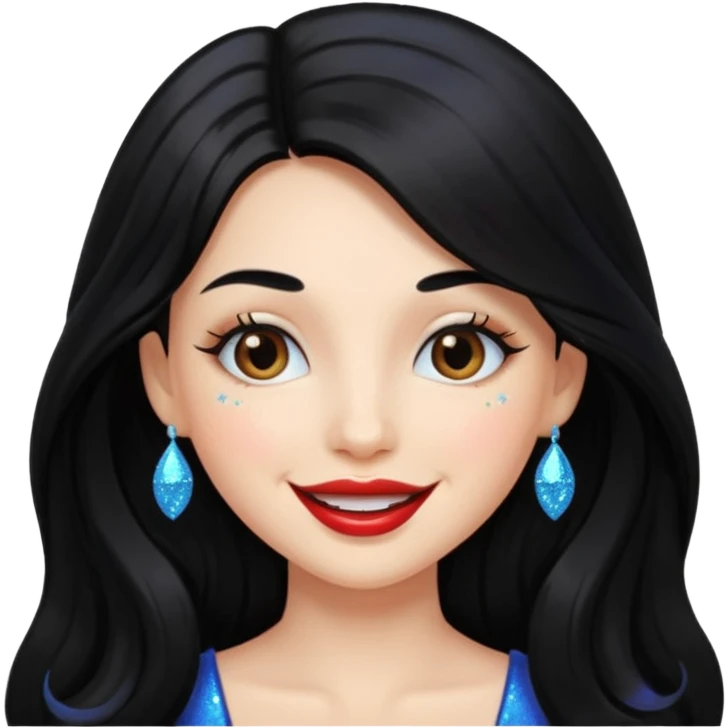 douyin long black hair glossy ;lips glittery girl emoji
